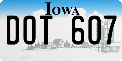 IA license plate DOT607