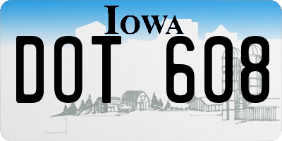 IA license plate DOT608