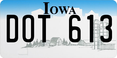 IA license plate DOT613