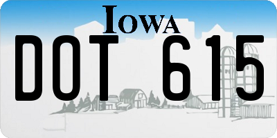 IA license plate DOT615