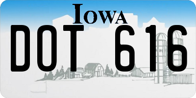 IA license plate DOT616