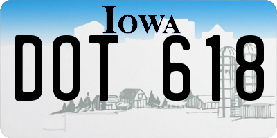 IA license plate DOT618
