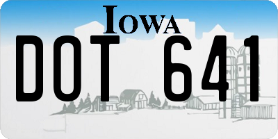 IA license plate DOT641