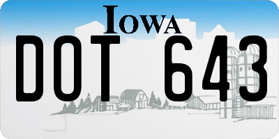 IA license plate DOT643