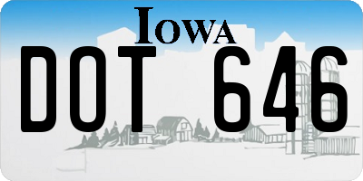 IA license plate DOT646
