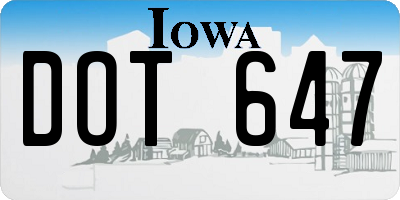 IA license plate DOT647