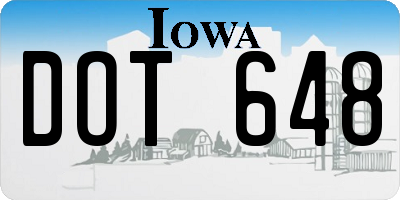 IA license plate DOT648