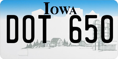 IA license plate DOT650