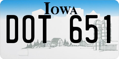 IA license plate DOT651