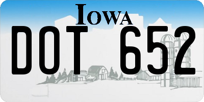 IA license plate DOT652