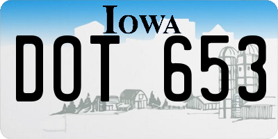 IA license plate DOT653
