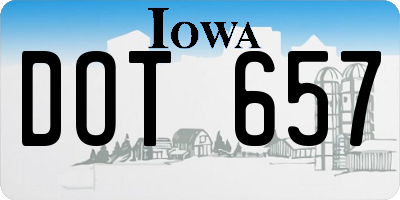 IA license plate DOT657
