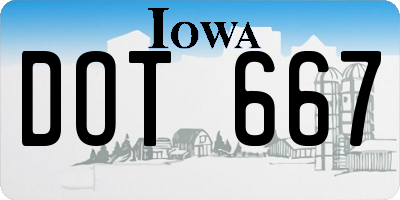 IA license plate DOT667