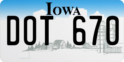 IA license plate DOT670