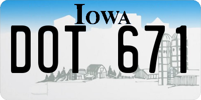 IA license plate DOT671