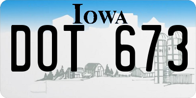 IA license plate DOT673
