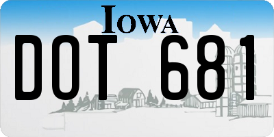 IA license plate DOT681