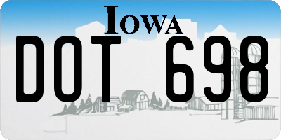 IA license plate DOT698