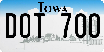 IA license plate DOT700