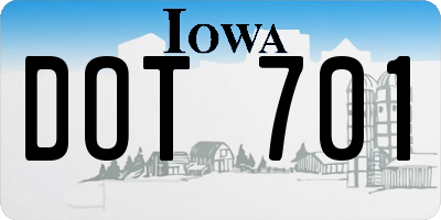 IA license plate DOT701