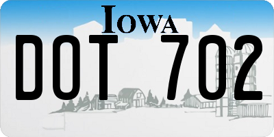 IA license plate DOT702