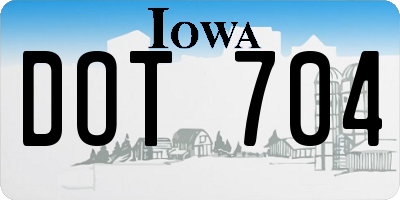 IA license plate DOT704