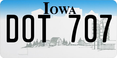 IA license plate DOT707