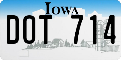 IA license plate DOT714