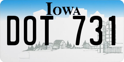 IA license plate DOT731