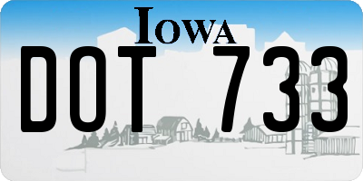 IA license plate DOT733