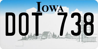 IA license plate DOT738