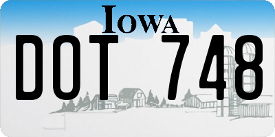 IA license plate DOT748