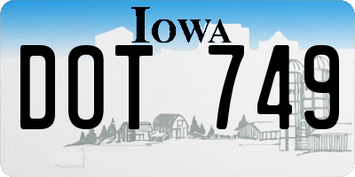 IA license plate DOT749