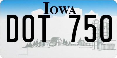 IA license plate DOT750