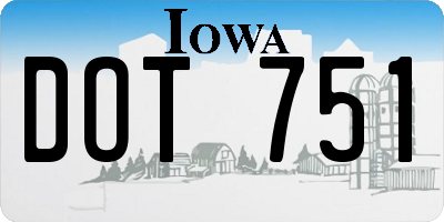 IA license plate DOT751
