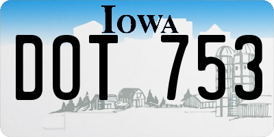 IA license plate DOT753