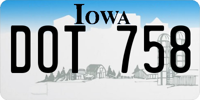 IA license plate DOT758