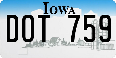 IA license plate DOT759