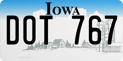 IA license plate DOT767