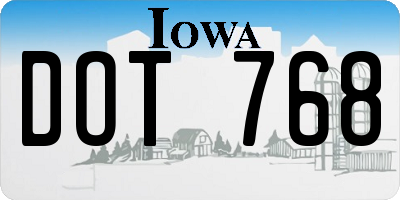 IA license plate DOT768