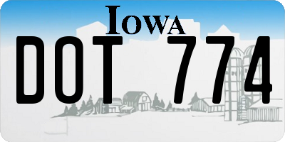 IA license plate DOT774