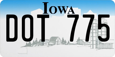 IA license plate DOT775