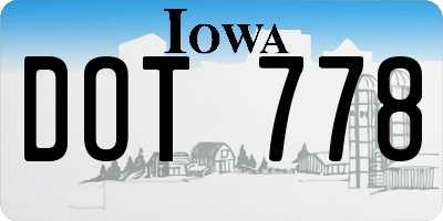 IA license plate DOT778