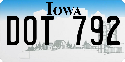 IA license plate DOT792