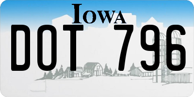 IA license plate DOT796