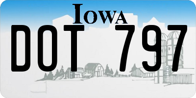 IA license plate DOT797