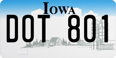 IA license plate DOT801