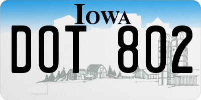 IA license plate DOT802