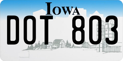 IA license plate DOT803