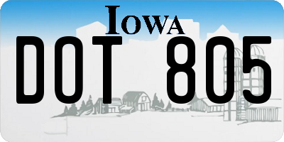 IA license plate DOT805